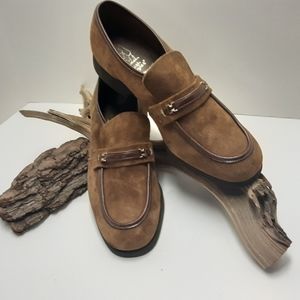 MENS HUSH PUPPY SUEDE & LEATHER BROWN SLIP ON 10.5